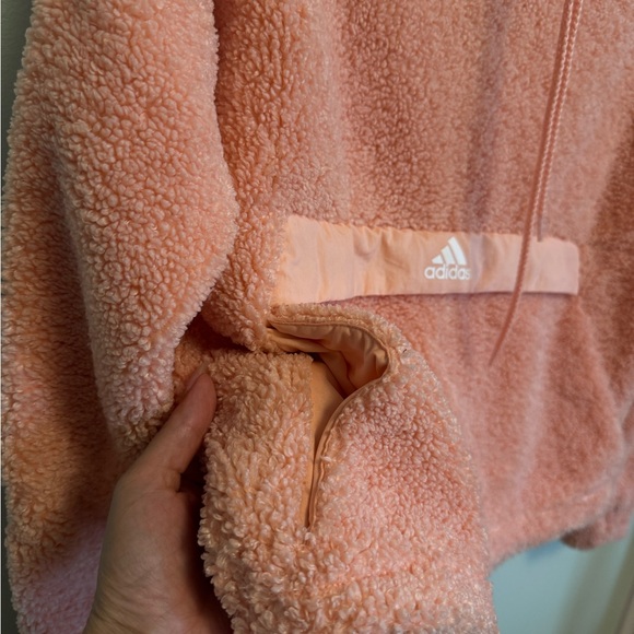 Adidas Soft Pink Sherpa Pullover - Picture 3 of 8